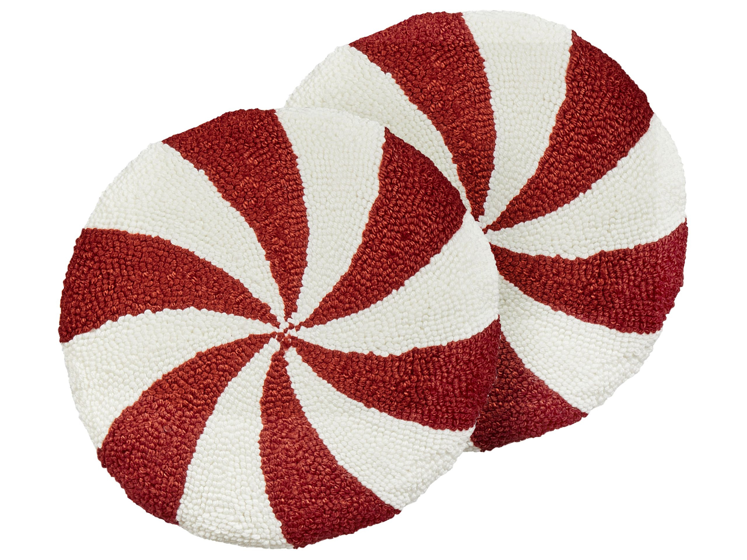 2 poduszki dekoracyjne okrągłe 40 cm czerwono-białe