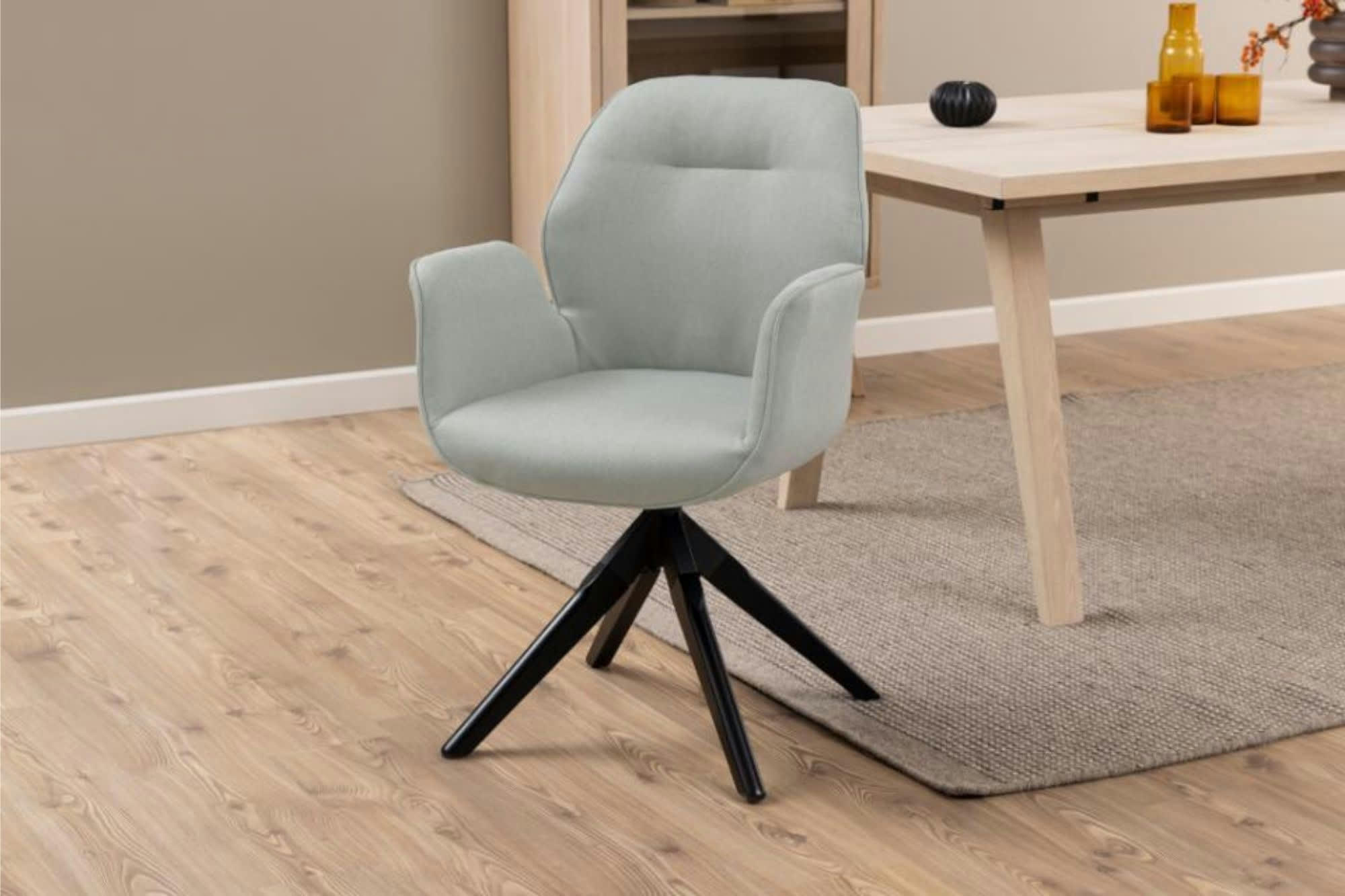RUBEN - Fauteuil de salle à manger tissu et bois noir