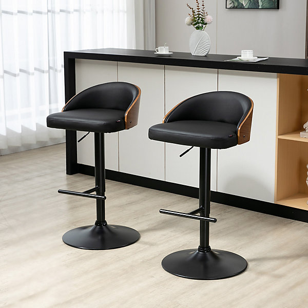 2 Tabourets De Bar Ergonomiques - Hauteur Réglable 76-96 Cm - Idéal Cuisine/bar