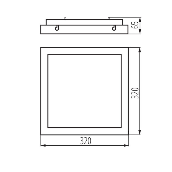 Plafon TYBIAkwadratowy biało-czarny LED 1x25W 32cm 2600lm IP20 Kanlux