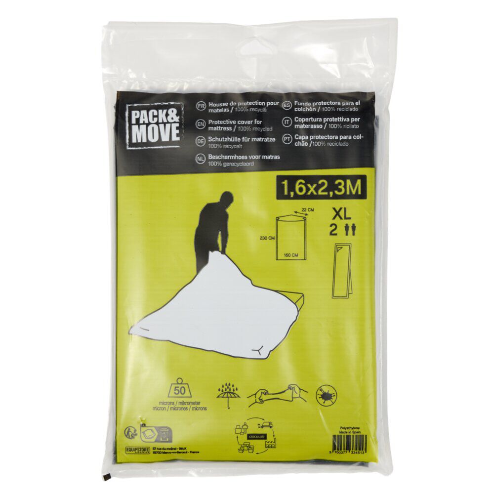 Housse de matelas 2 personnes protection pour déménagement noir