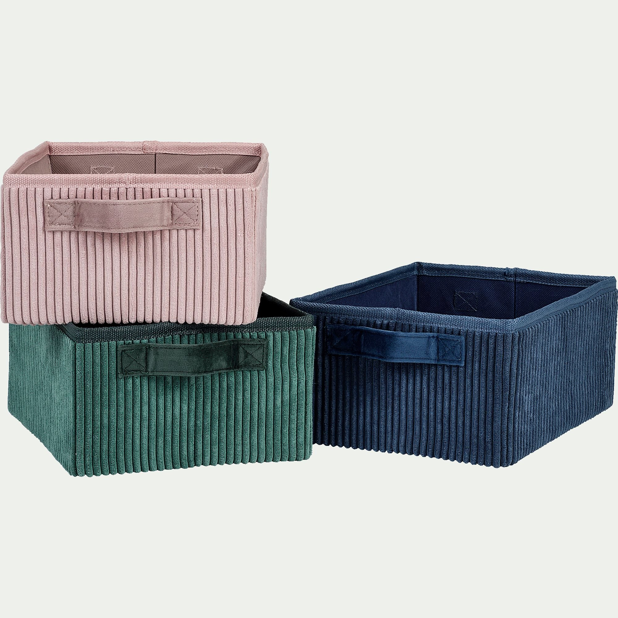 VELA - Panier de rangement en velours côtelé - rose H12xL26xl20cm