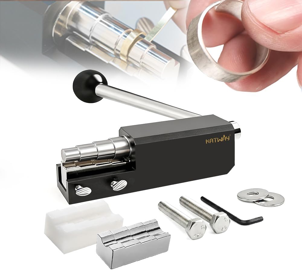 KATWAY Professional Jewelry Ring Bender Tool Kit – Spoon Ring Maker with Durable Nylon Dies, Adjustable Multi-Size Ring Sizer & Heavy-Duty Bending Machine for Gold, Silver, Brass, Copper DIY Rings