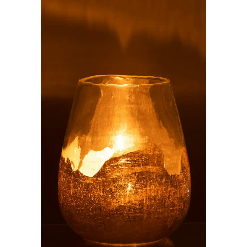 ZOE - Photophore rond verre or large H31cm