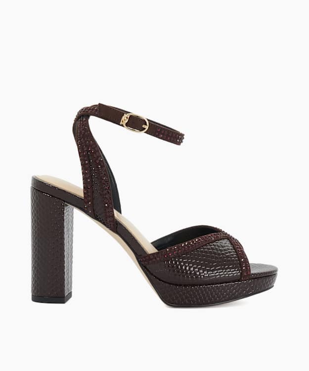 Merritt Burgundy - Embellished Heeled Sandals