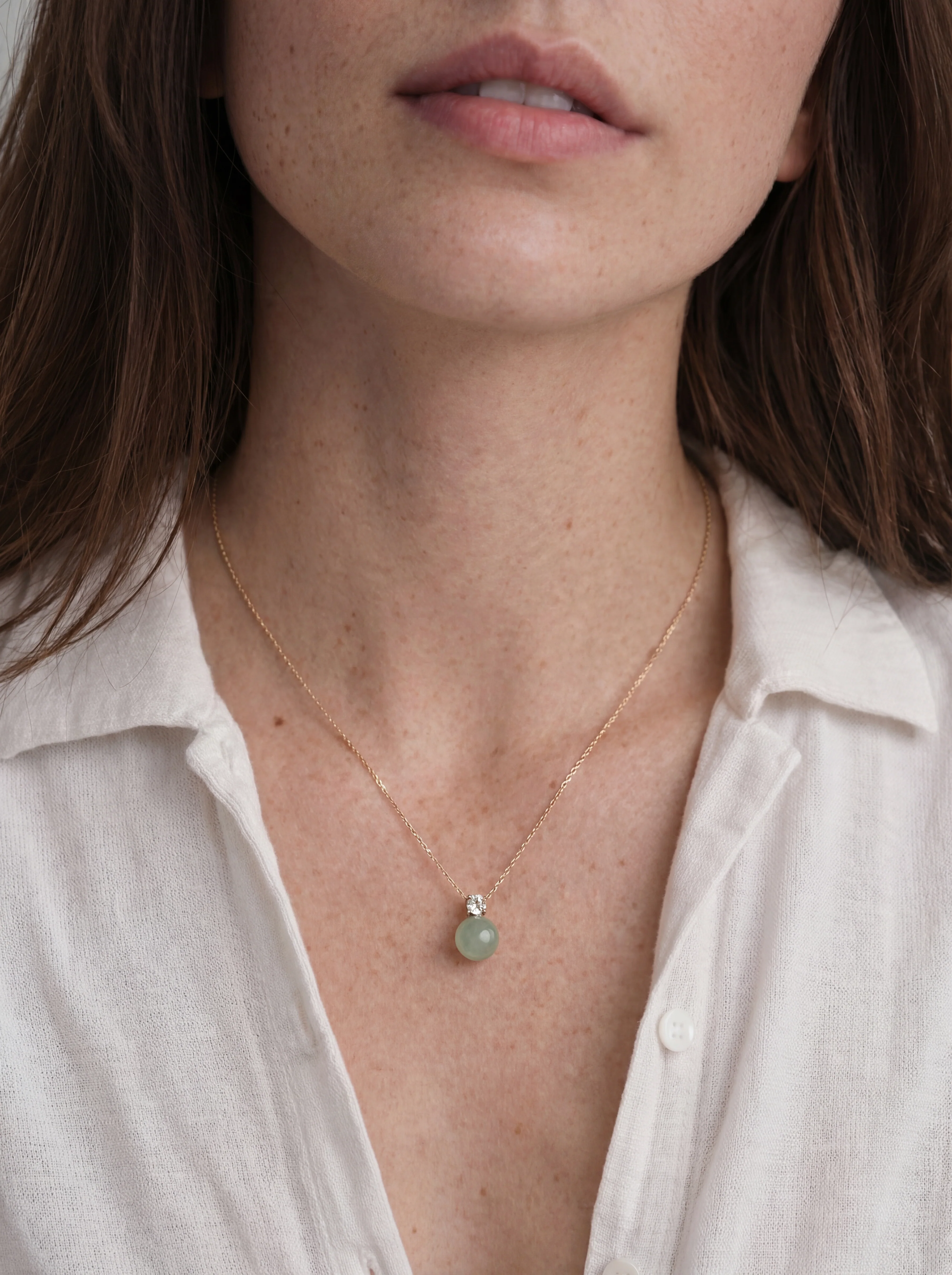 Esther — Green Jade and Zircon Necklace