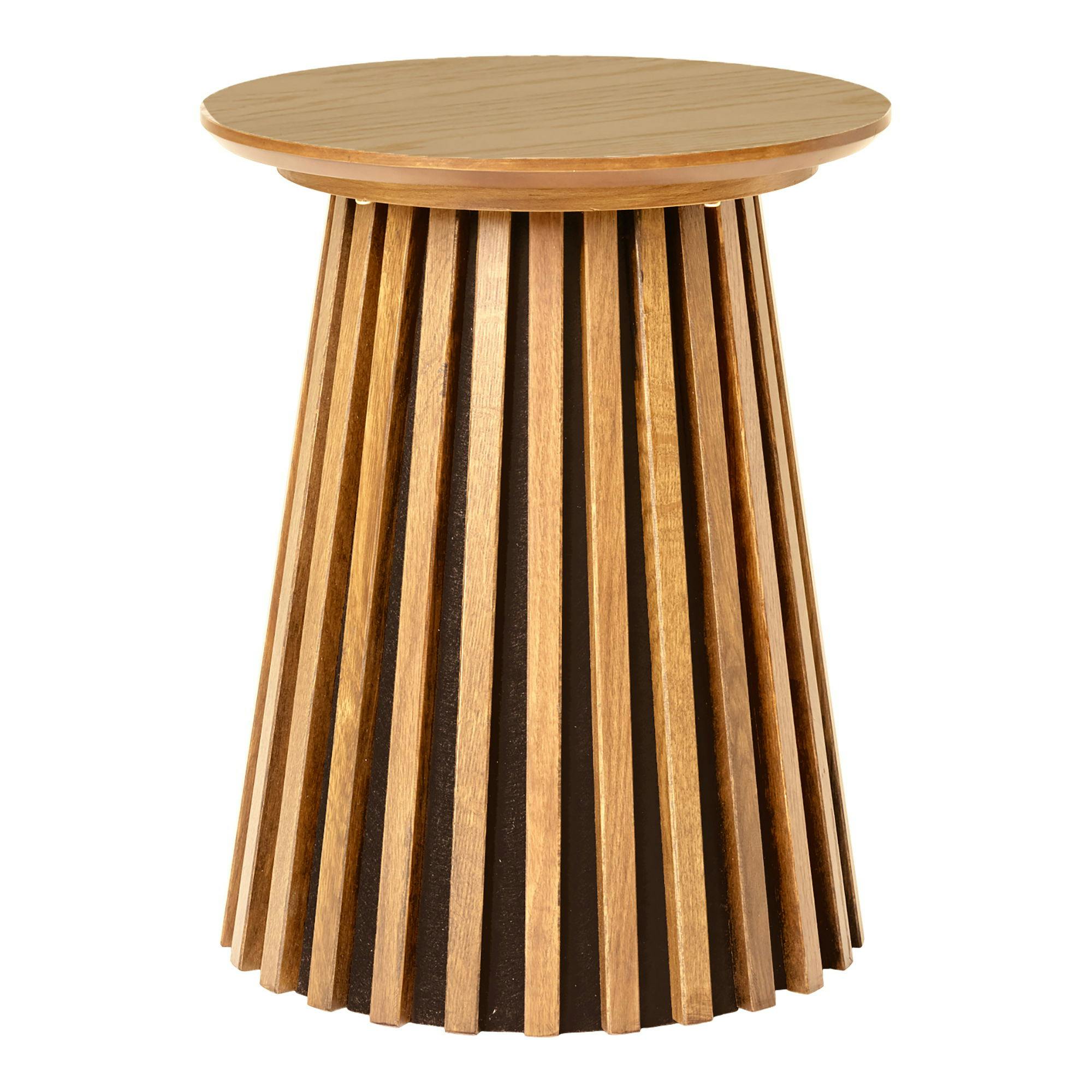 Bout de canapé rond en chêne clair avec piètement baguette ø40 cm AMSTERDAM