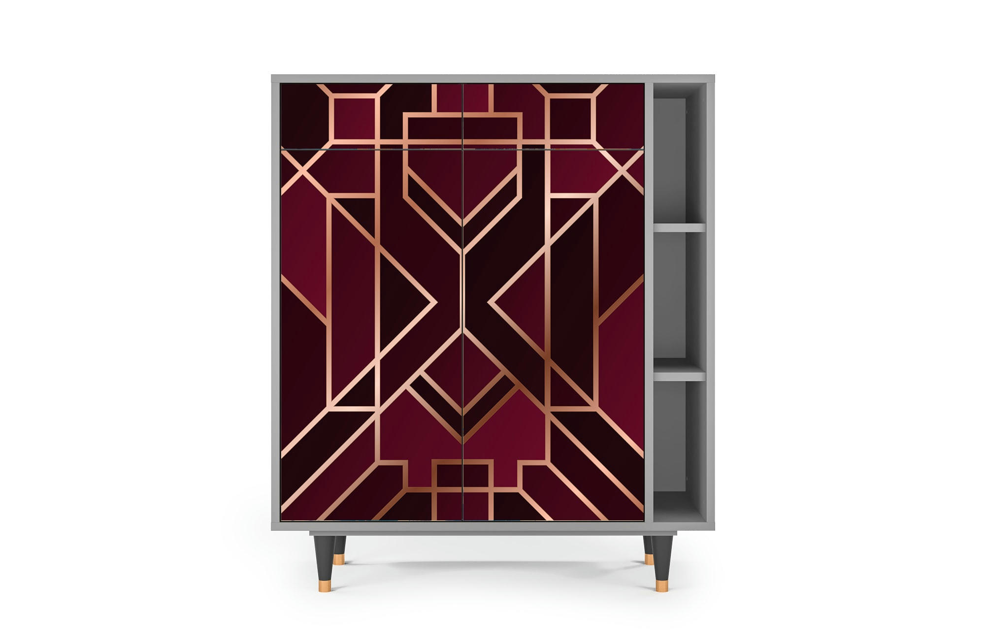 BURGUNDY JEWELERY - Buffet  bordeaux 2 tiroirs et 2 portes L 94 cm