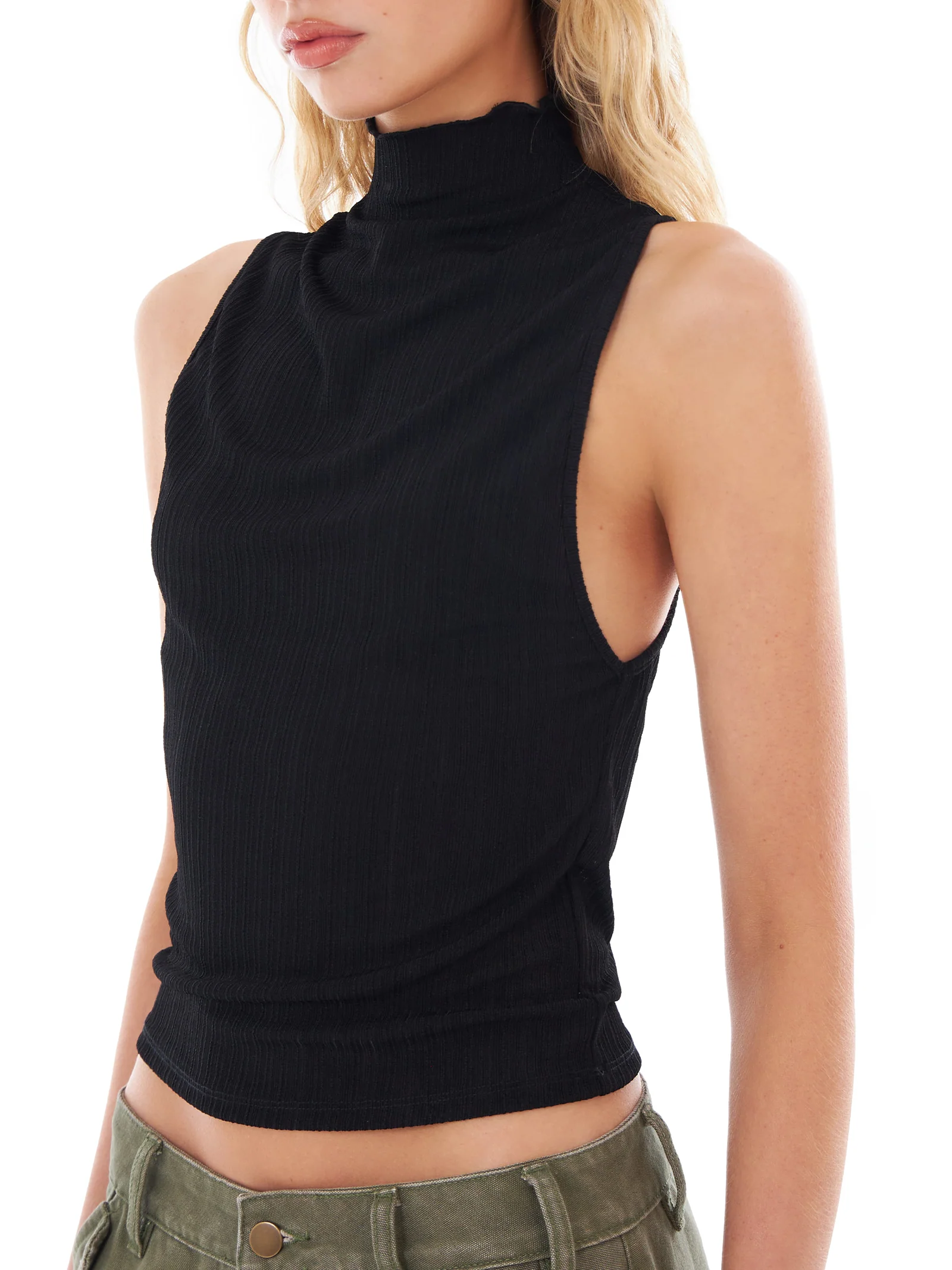 High Neck Ribbed Tank