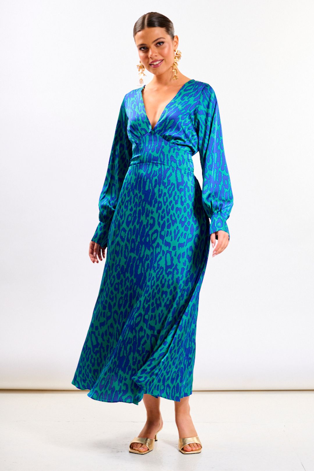 Needs No Label Blue Leopard Printed Maxi Dress