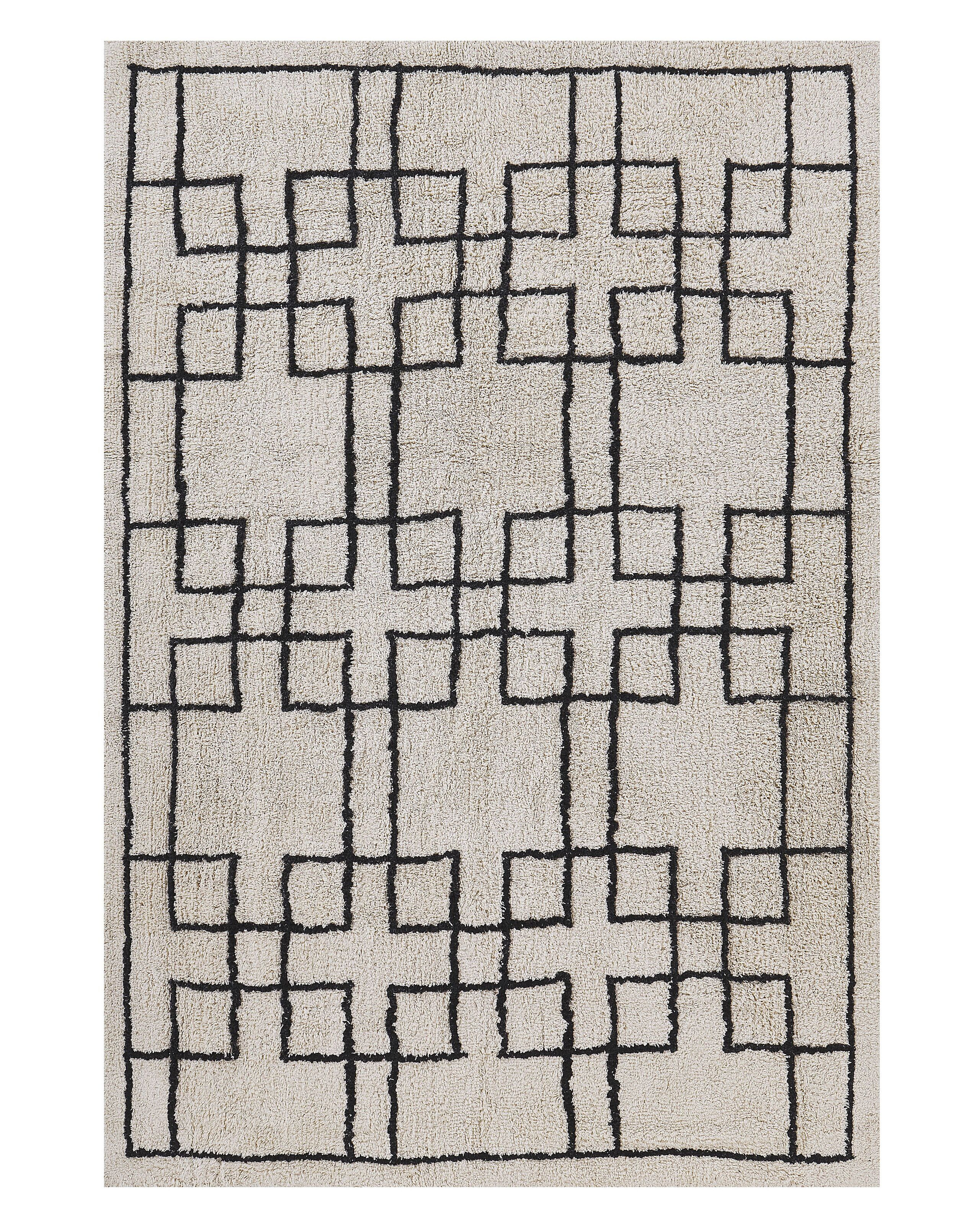 Dywan bawełniany geometryczny 140x200 cm beżowy