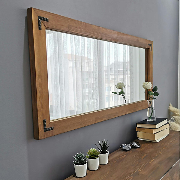 Miroir mural en bois brun format horizontal HILO