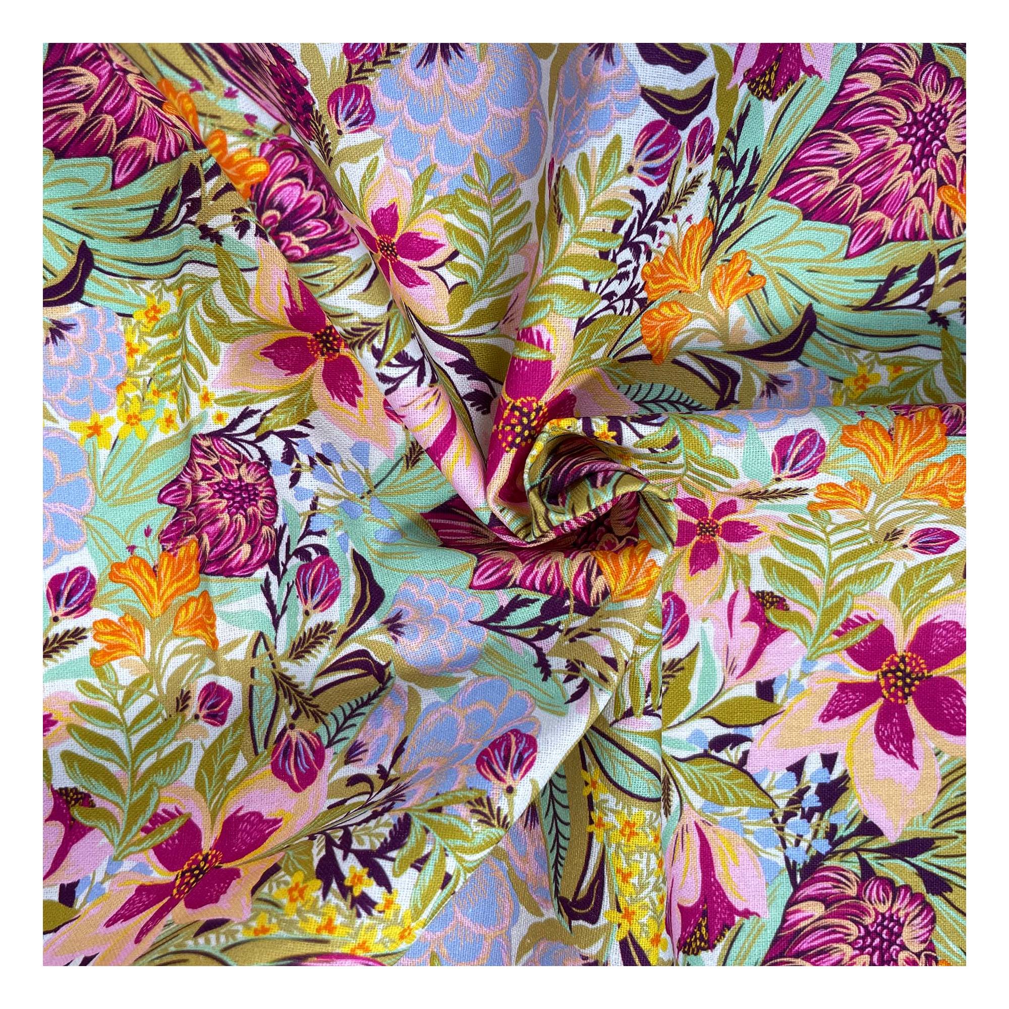 Artisan Flower Market Serene Blooms Cotton Fabric by the Metre