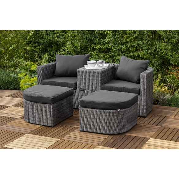 Funktionsbett »Madeira«, 4 Sitzplätze, Polyrattan/Stahl/Polyester, inkl. Auflagen