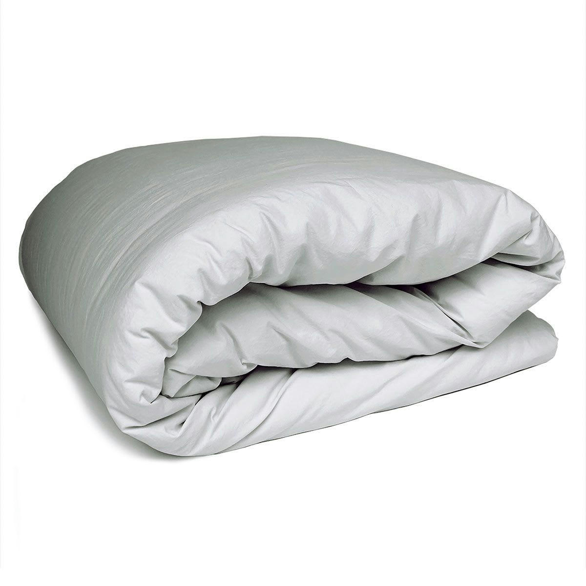 NINON - Drap housse en percale lavée gris clair 2 places 140x200 cm