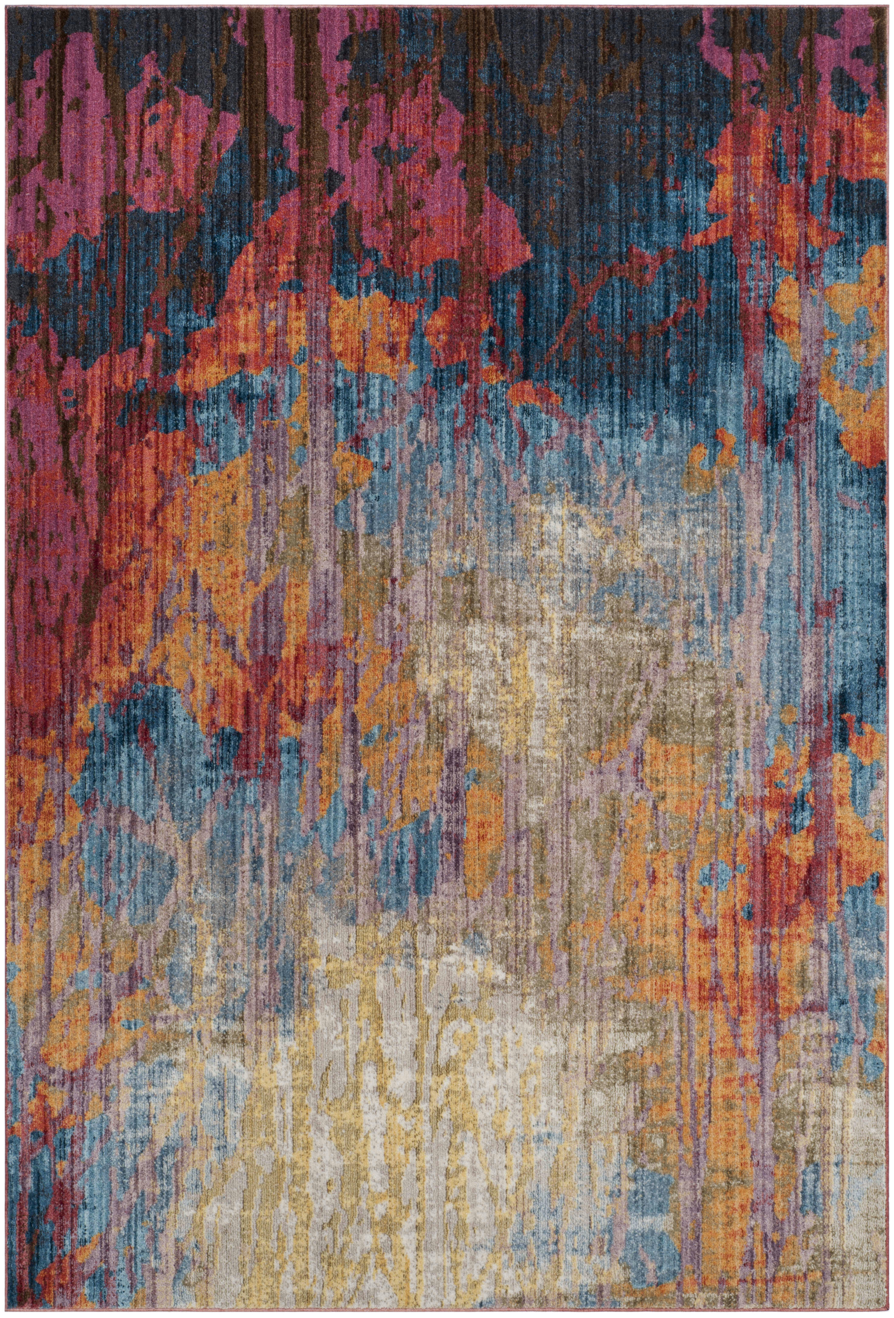BRISTOL - Tapis de salon interieur en bleu & rouille, 183 x 274 cm
