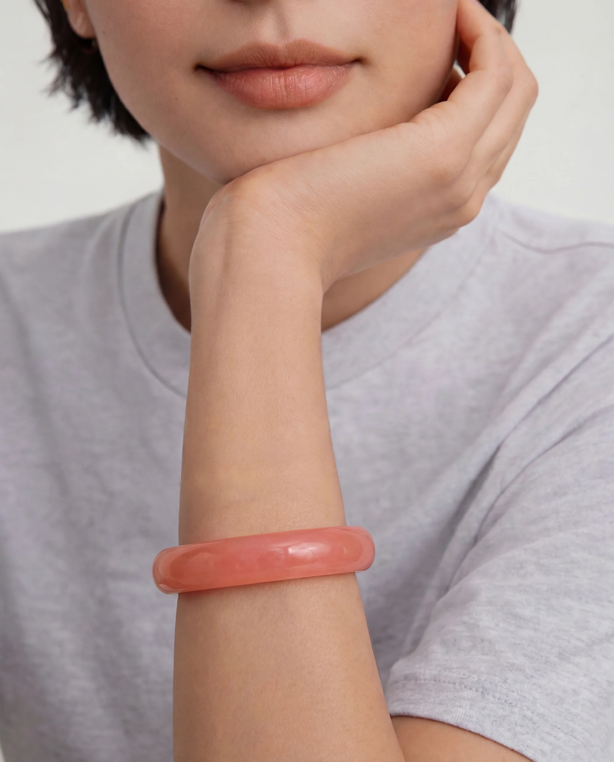 Silk Collection | Blush — Pink Jade Stone Bangle