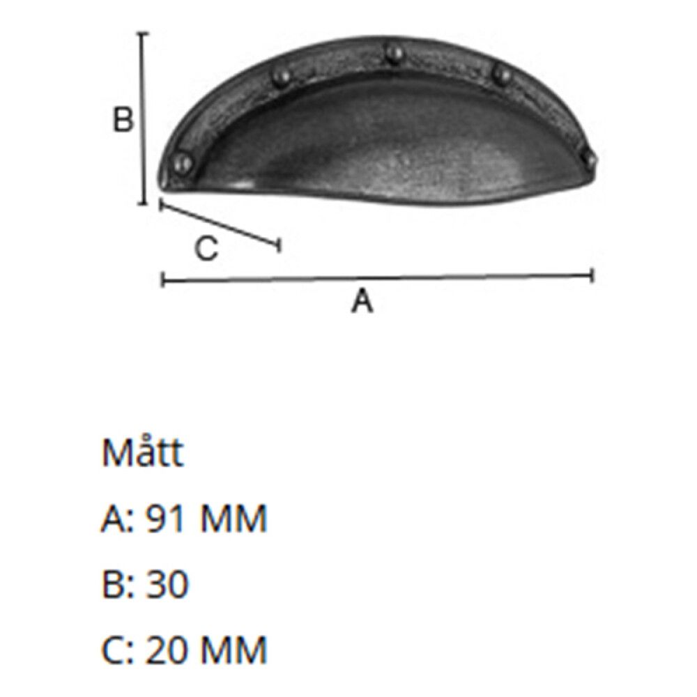 HÅNDTAK BESLAGSBODEN B577 64MM ANTIKK KOBBER