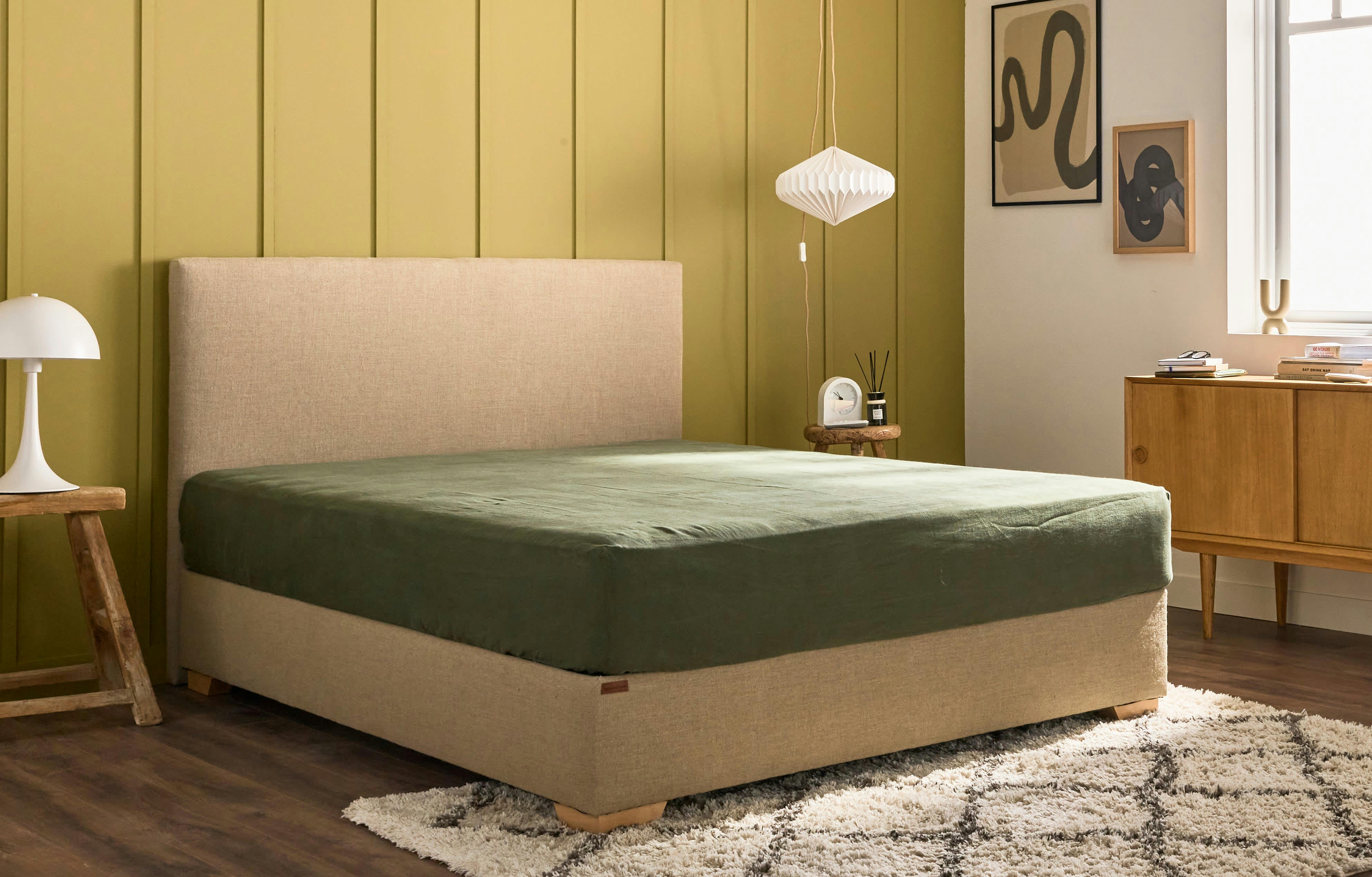 - Draps housse en lin Vert bouteille 2x100x200