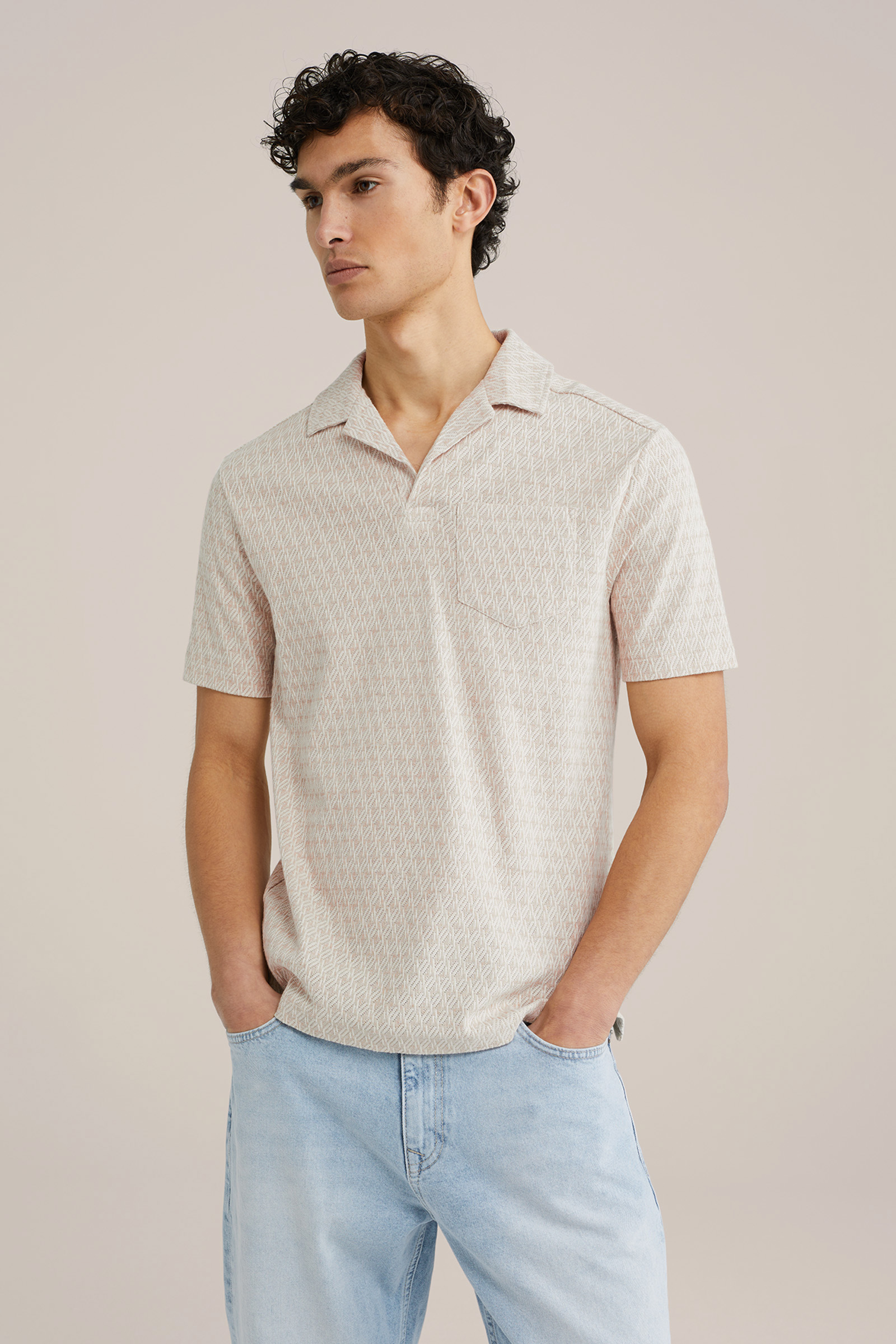 Heren Slim fit polo met structuur