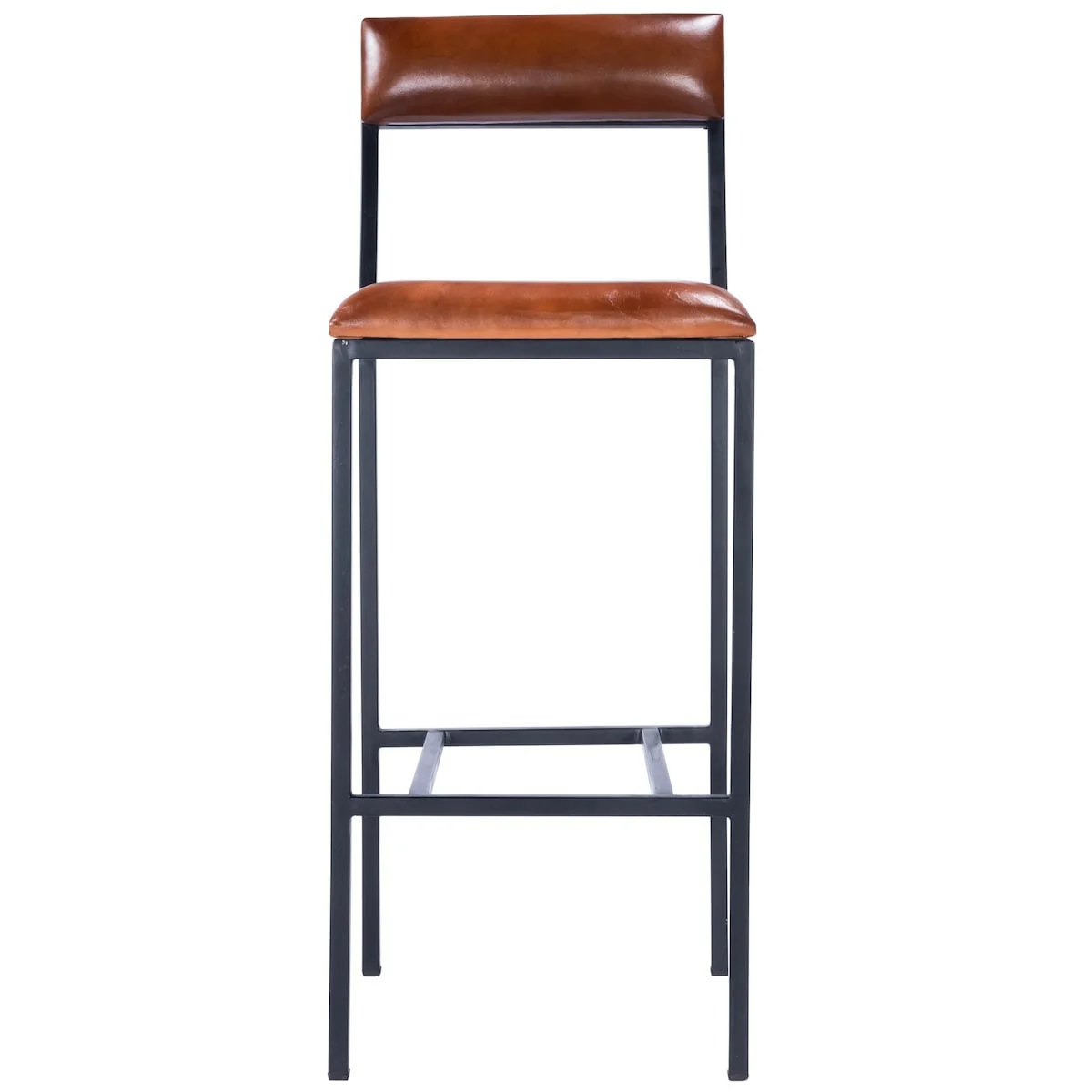 Classic Leather and Metal Bar Stool