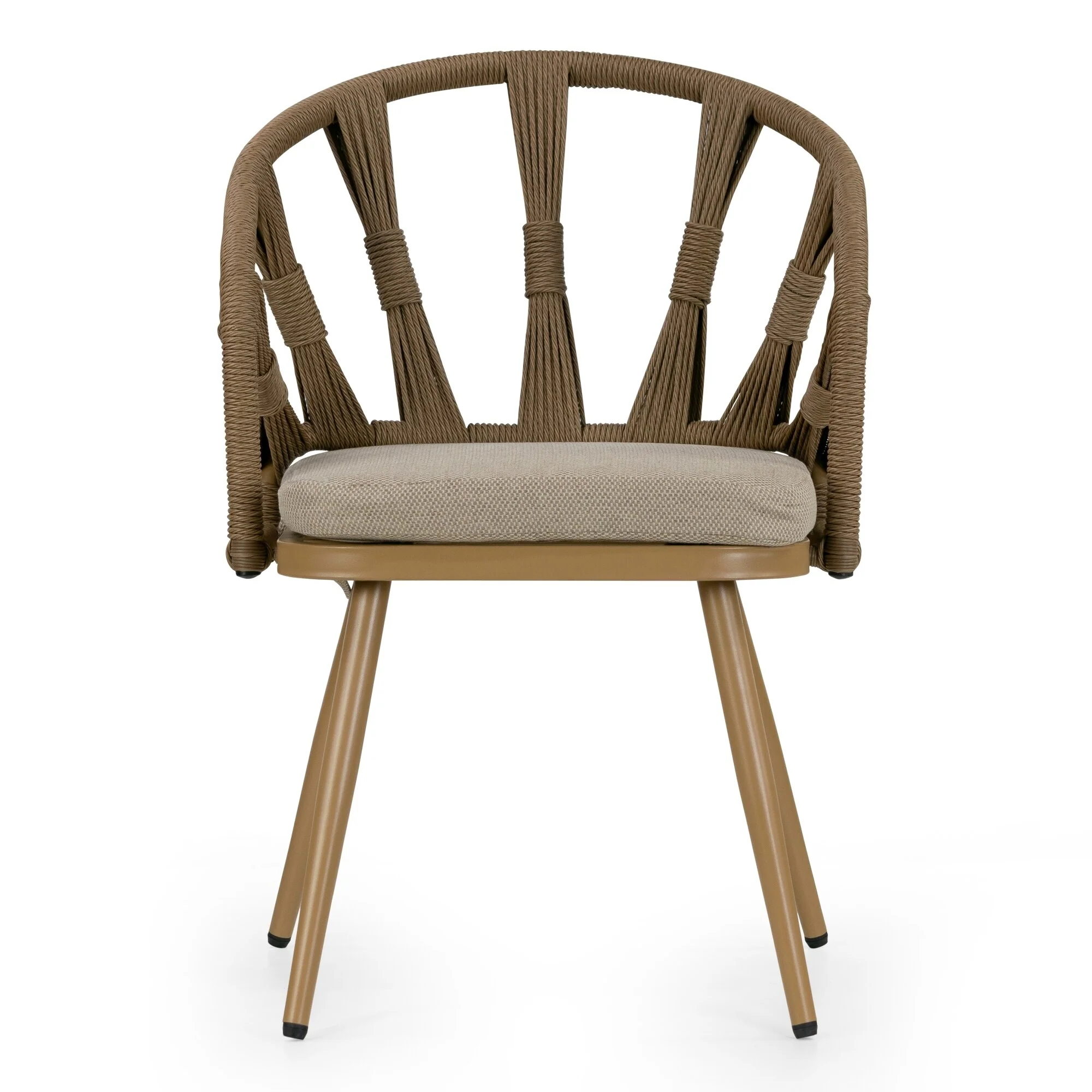 Set of 2 Binda Brown Outdoor Dining Chair with Hand-Woven Back