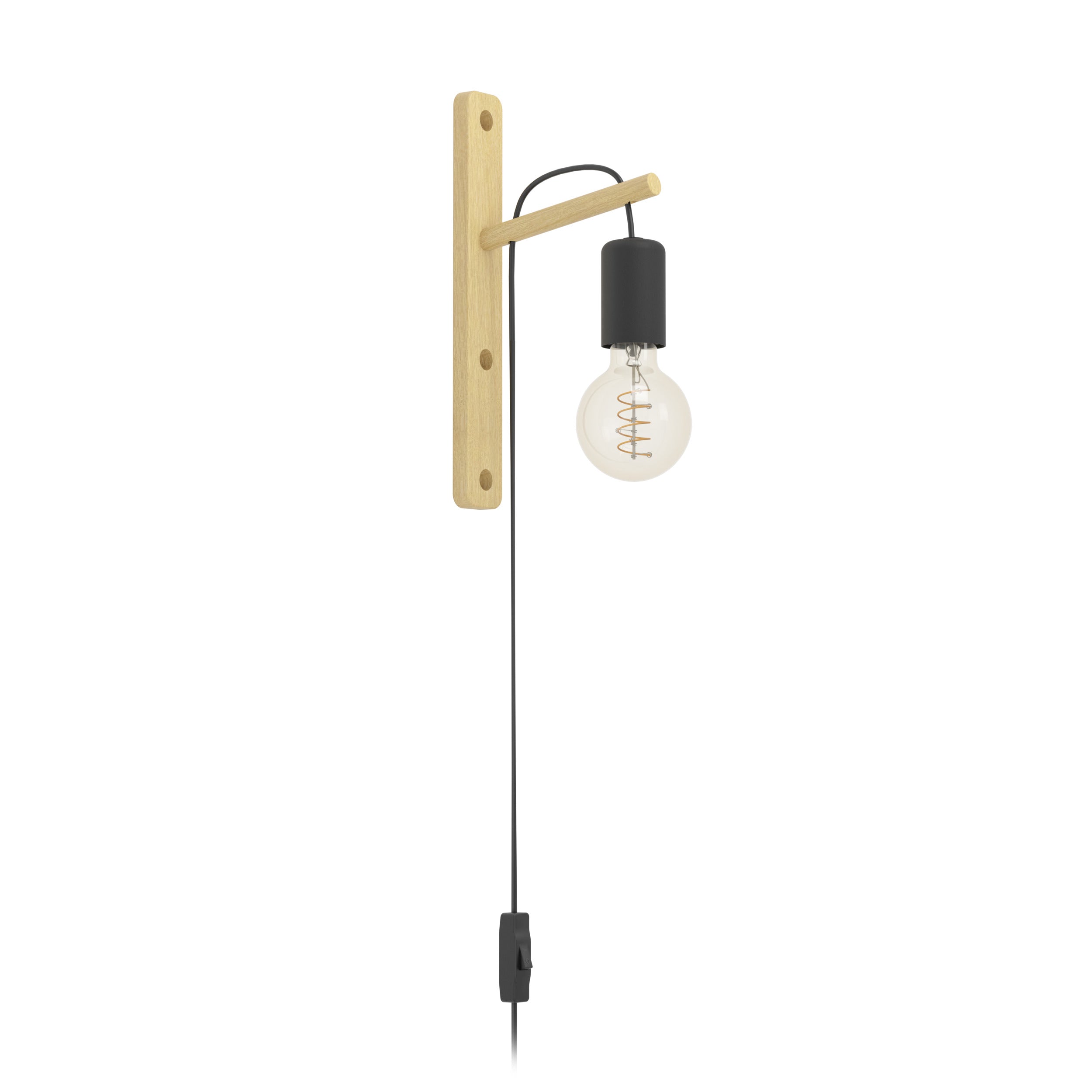 EGLO wandlamp Pockley - e27 - 29,5 cm - bruin/zwart