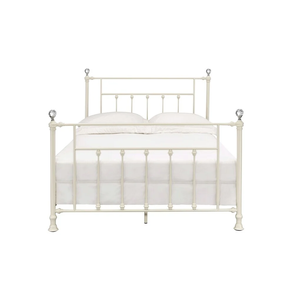 Modern Style Full Bed With Metal Frame Crystal Trim,White Finish(79L X 56W X 49H)
