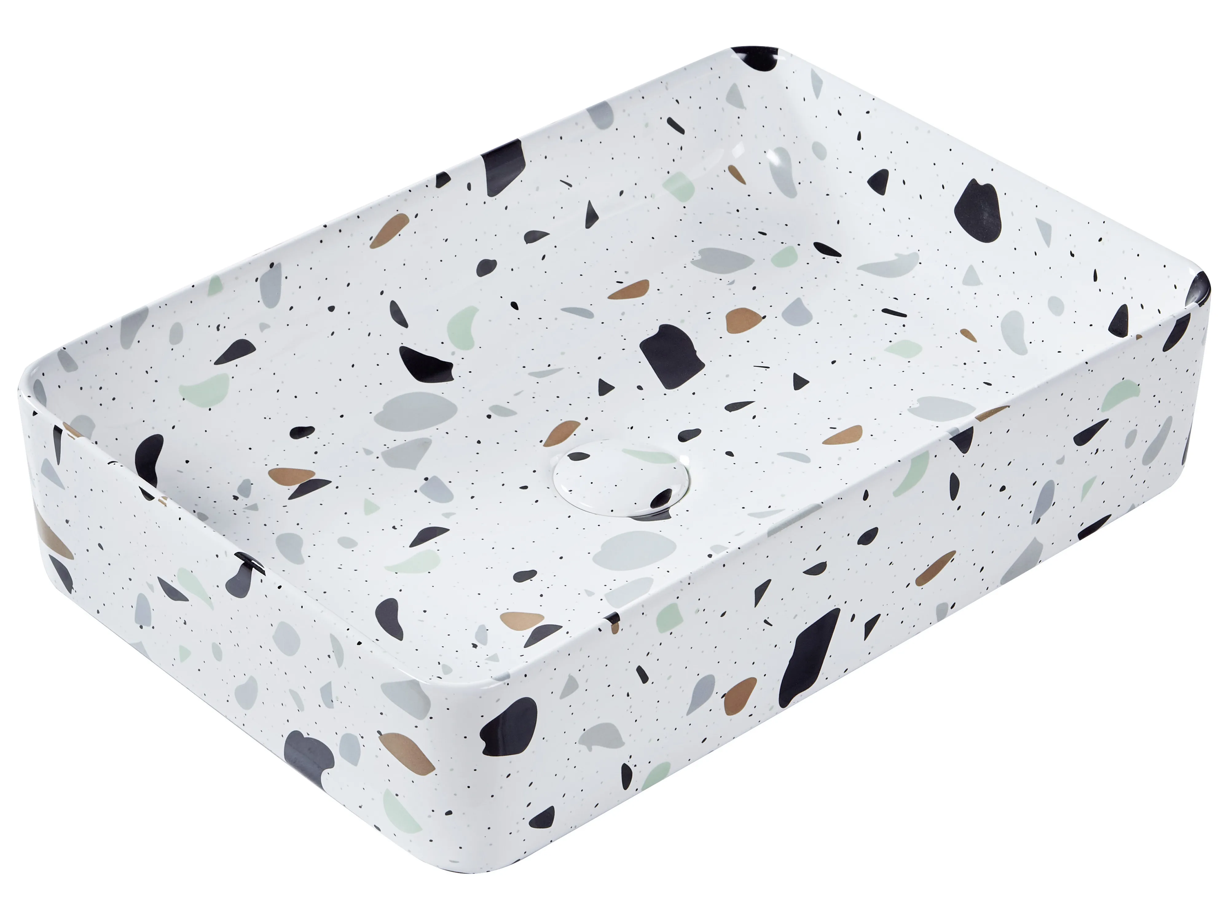 Countertop Basin NULES 510 x 340 mm Ceramic White Terrazzo