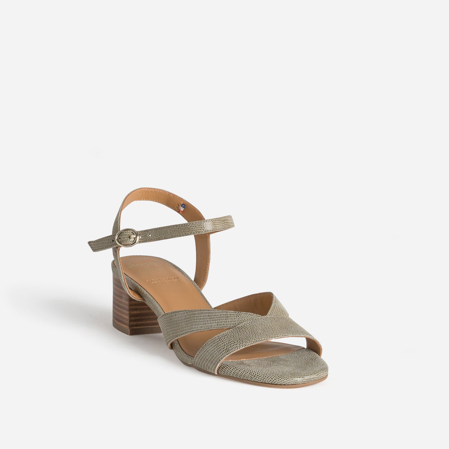 Sandale ERAM FLEX verte cuir effet python