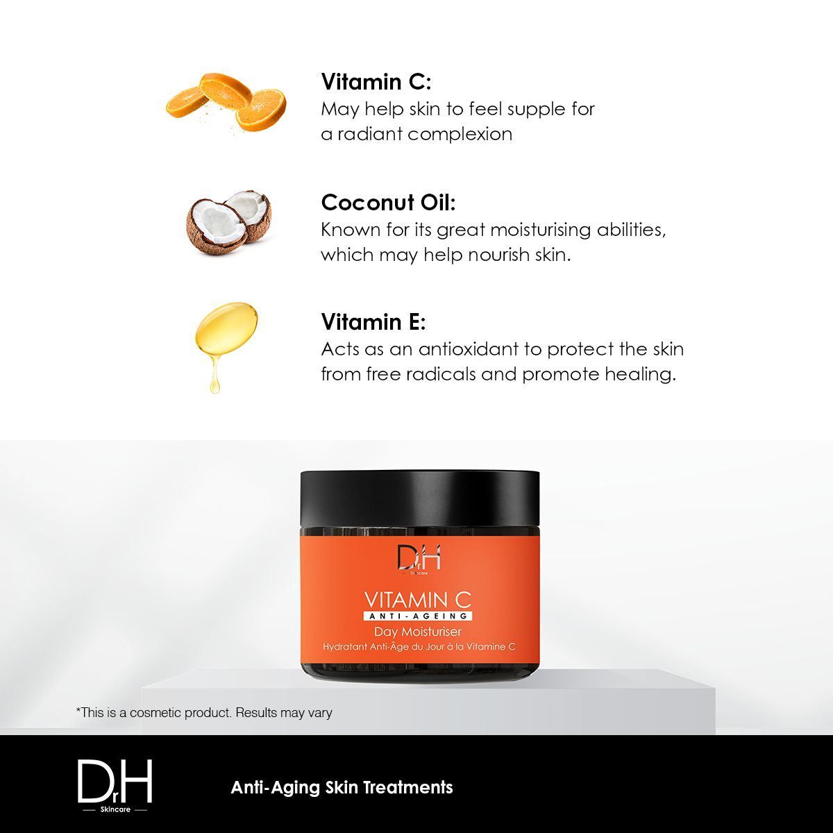 Dr H Vitamin C Anti-Ageing Day Moisturiser 60ml for Even Skin Tone and Radiance