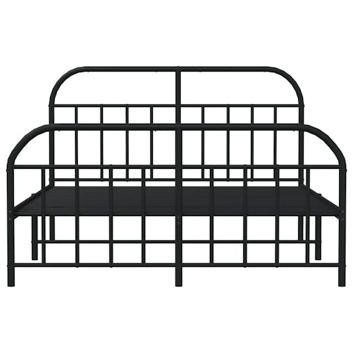NNEVL Metal Bed Frame with Headboard and Footboard Black 153x203 cm Queen