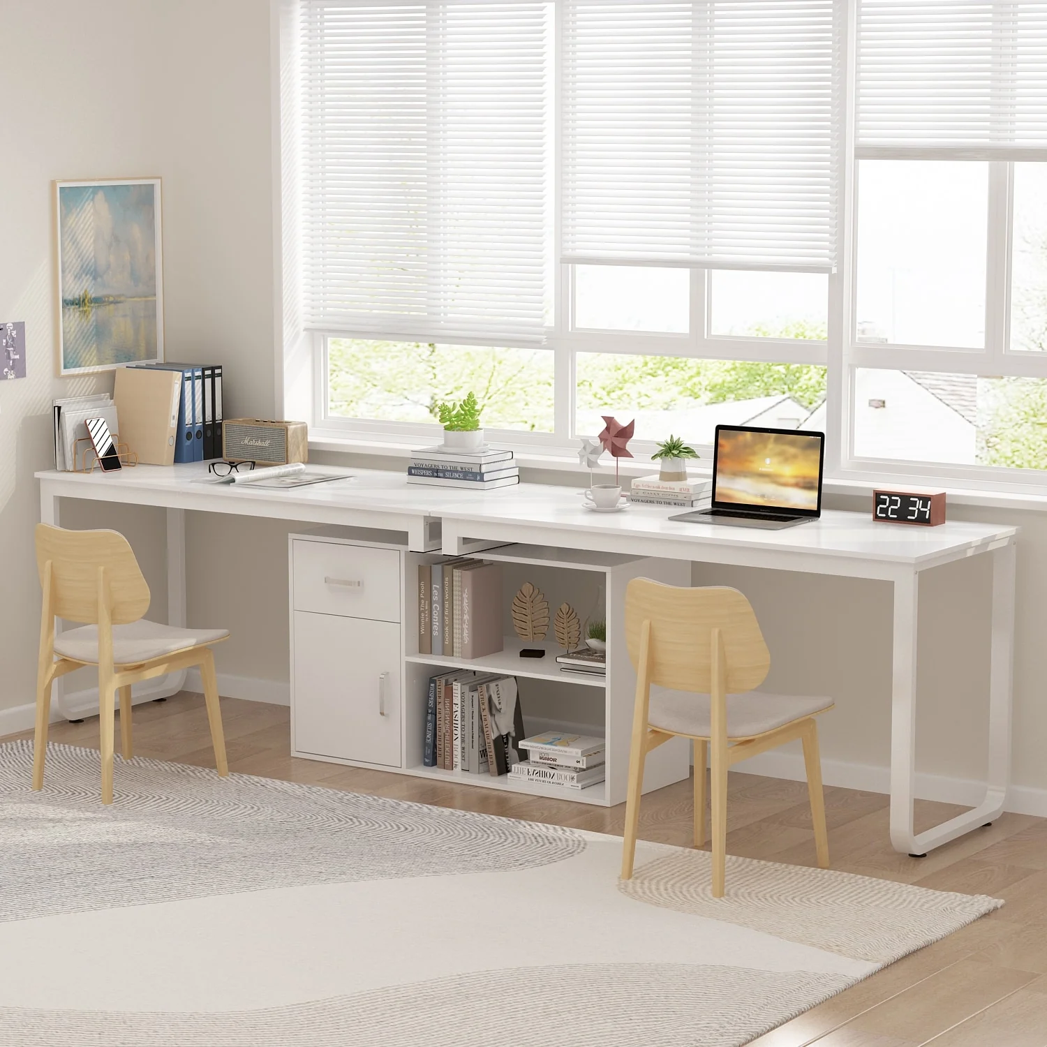 White Reversible L Shape Desk Rotating Desk Working Desk Computer