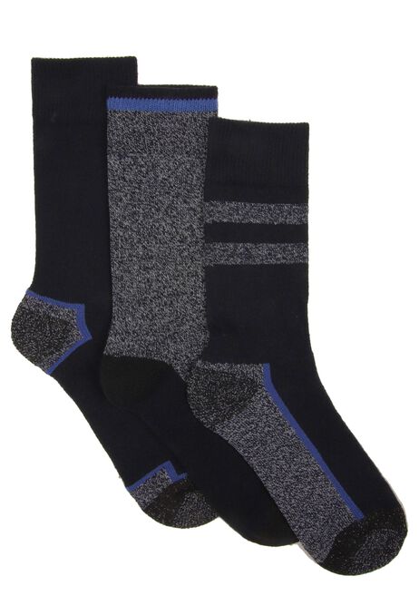 Mens 3pk Navy Knit Boot Socks