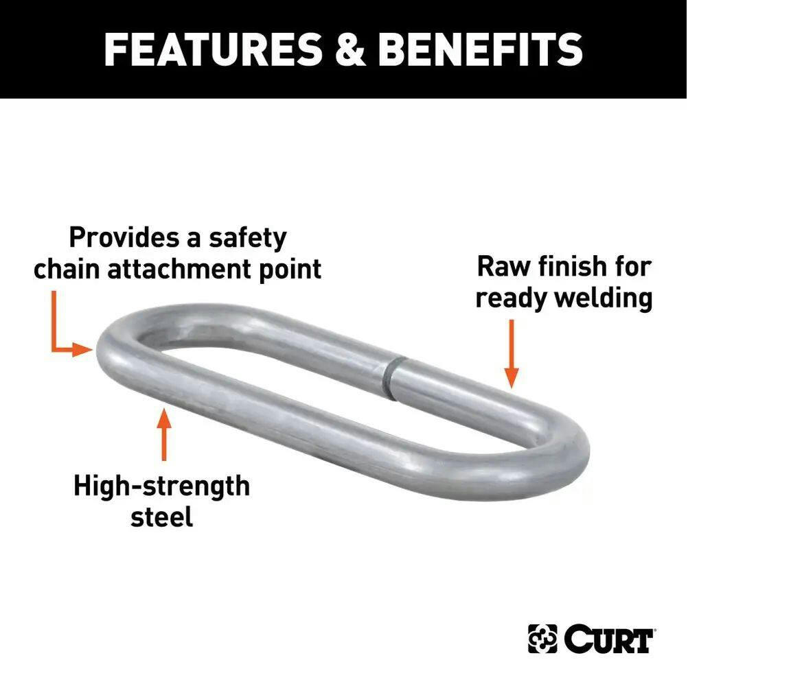 CURT Raw Steel Weld-On Safety Chain Loop (10,000-lb Capacity)