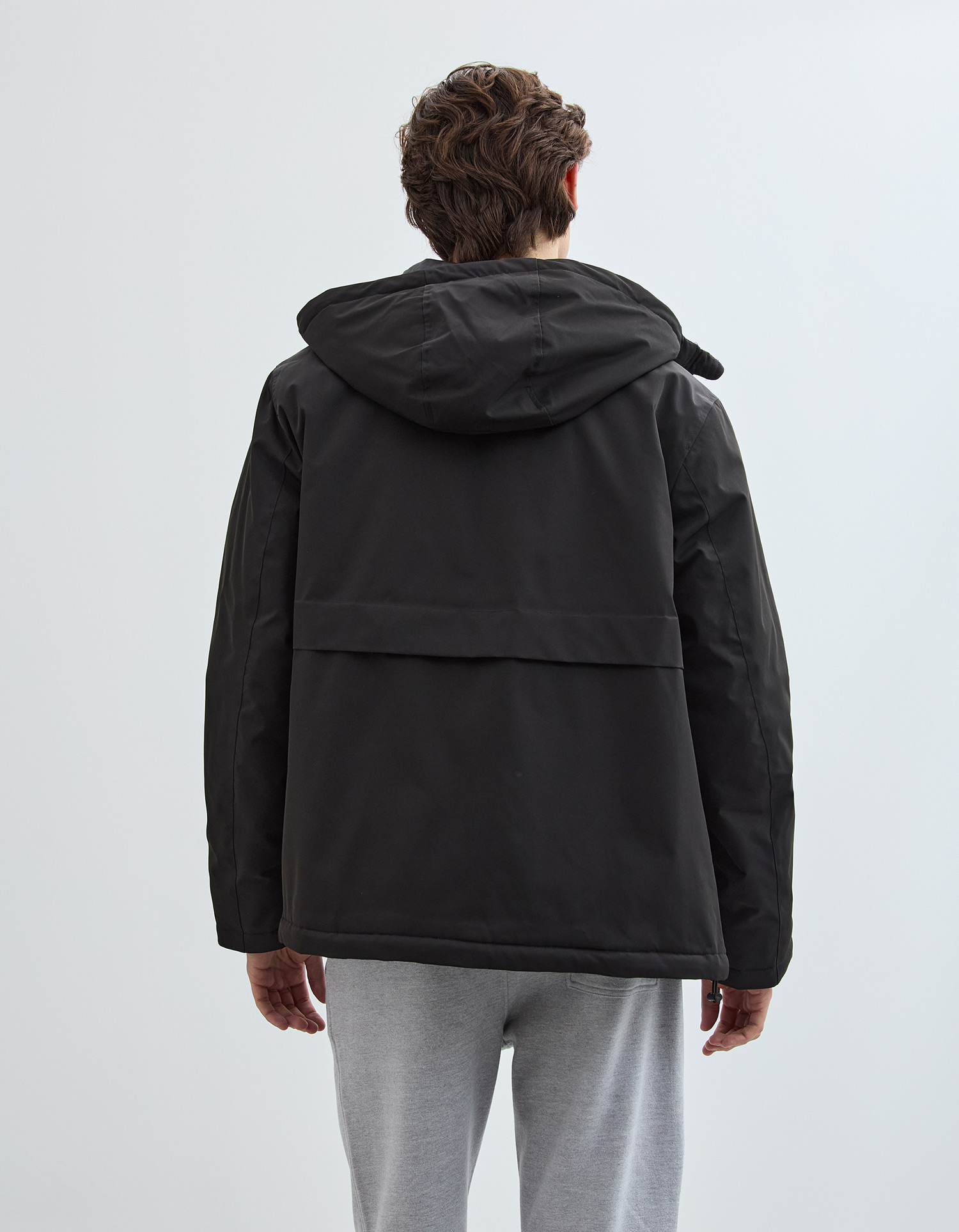 Parka com Capuz, Homem, Preto