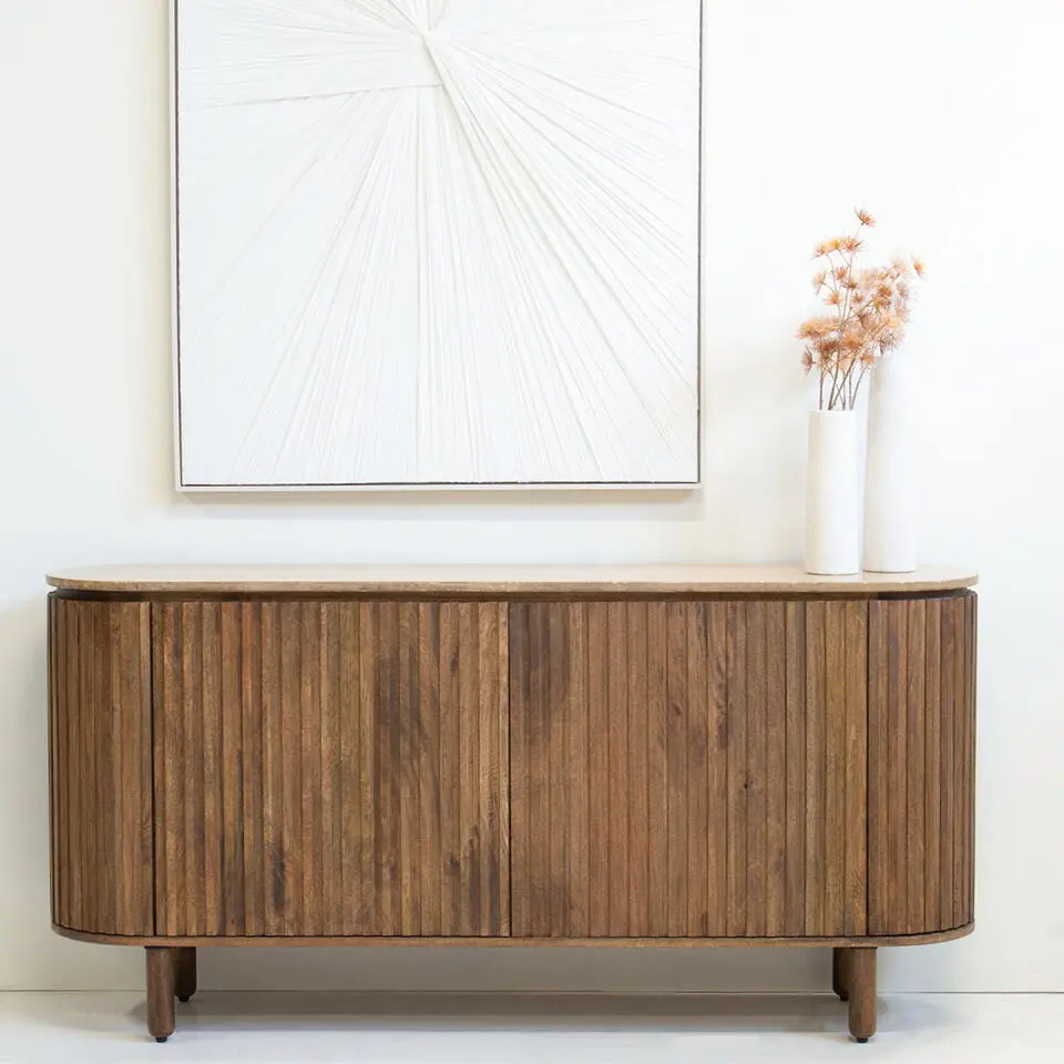 Dressoir Bruin Mangohout Travertin - 175x40x85cm - Myra