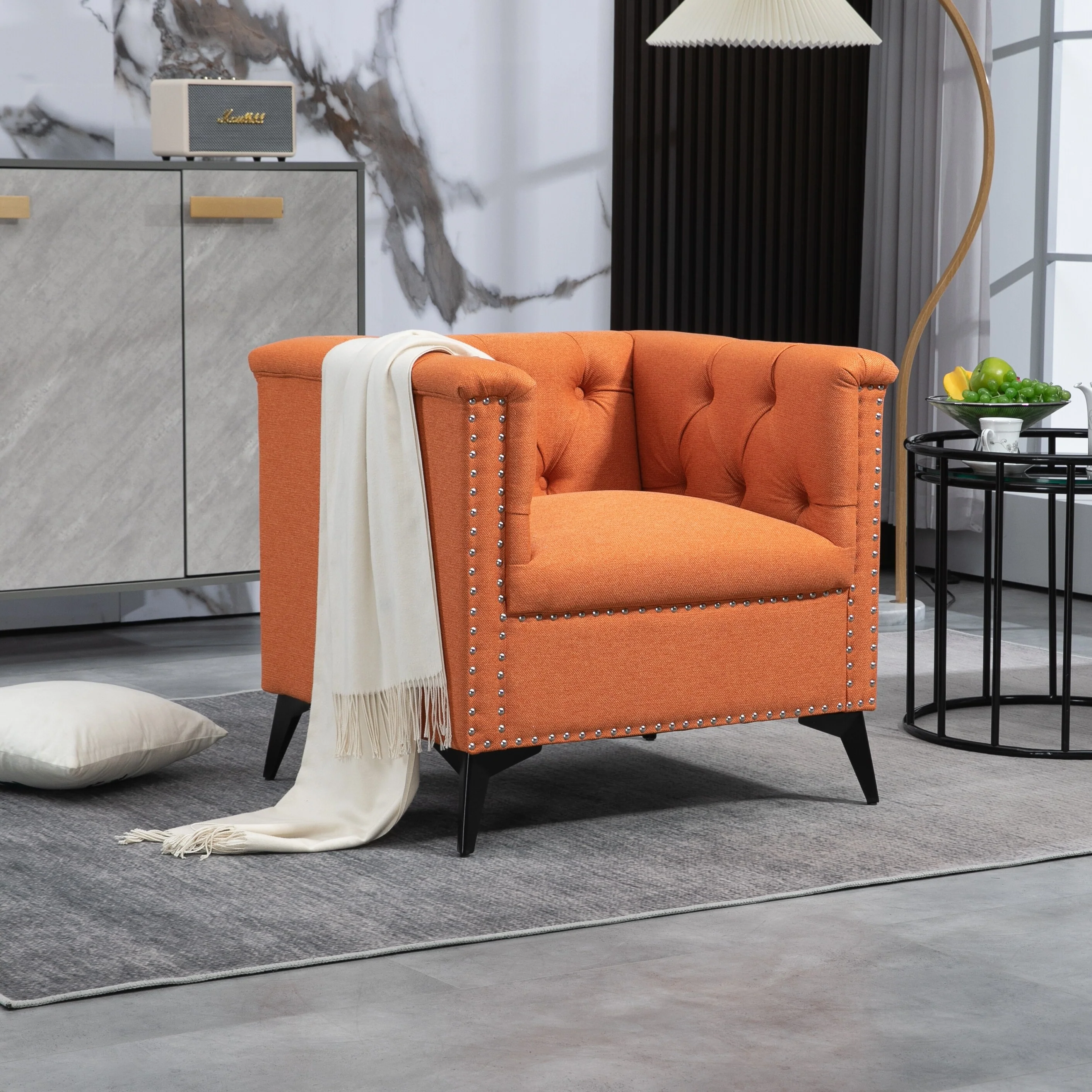 Living Room Accent Chair with Linen Texture - 25.98 x 30.12 x 27.15