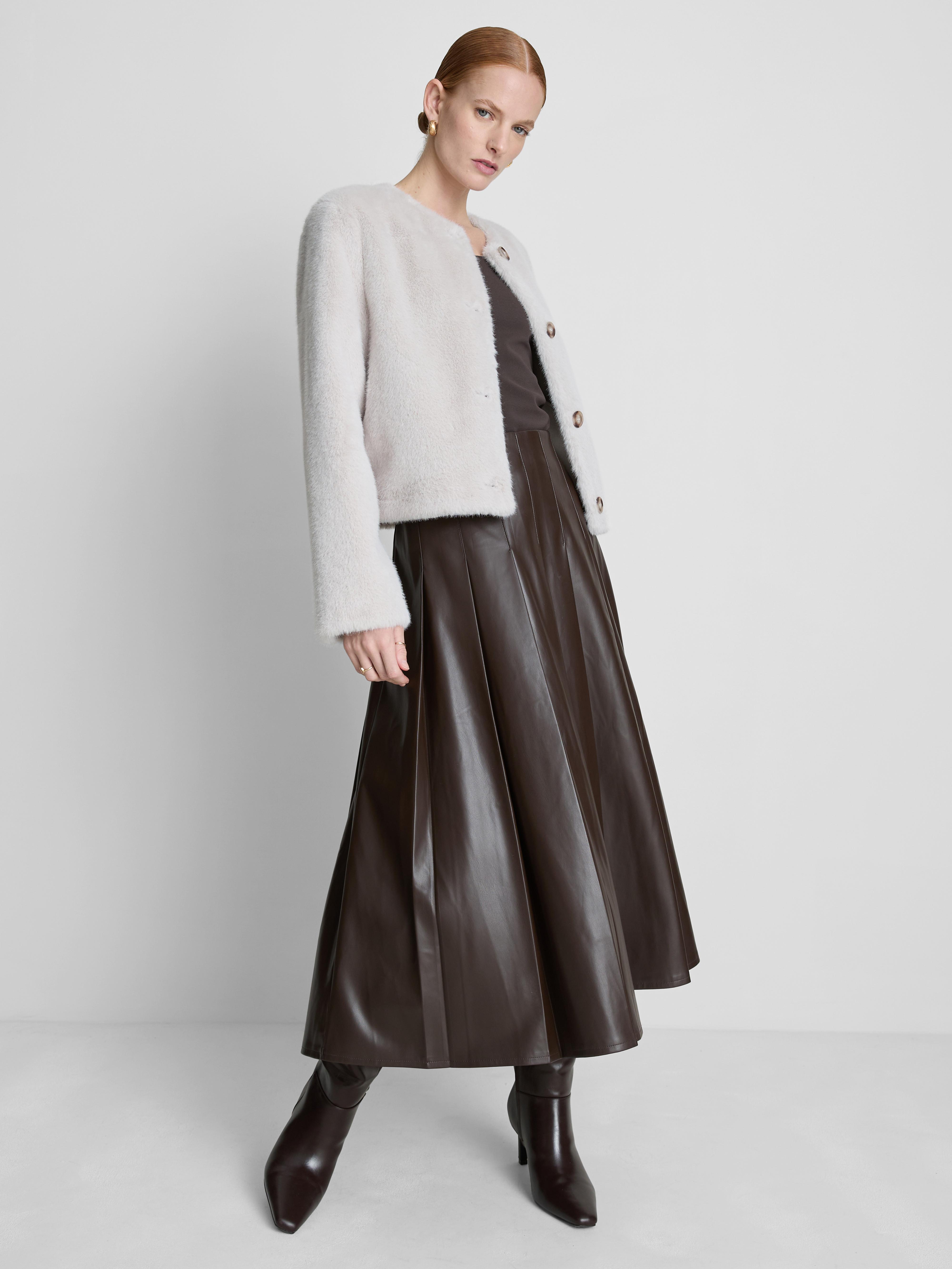Paula Echevarría PU Pleated Midi Skirt