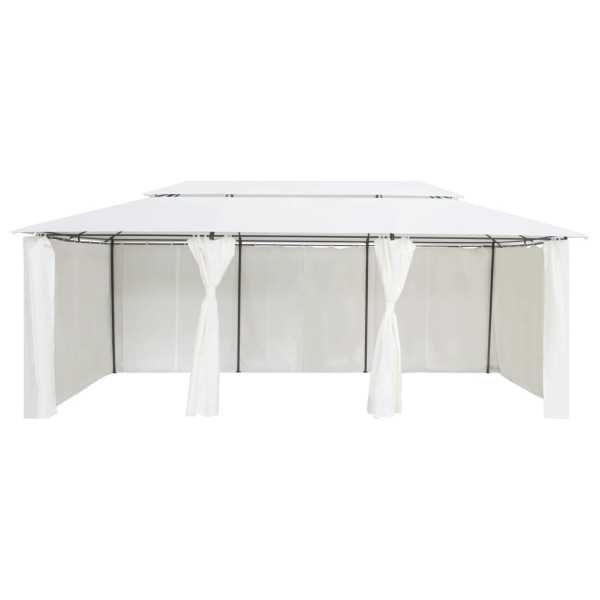 Altana Ogrodowa z Zasłonami Pergola Namiot Ogrodowy Biała 600x298x270 cm