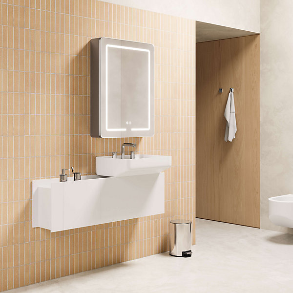 Armoire de toilette LED aluminium MANILLONS 2p miroir l. 60 cm H. 80 cm P. 14 cm - Gan
