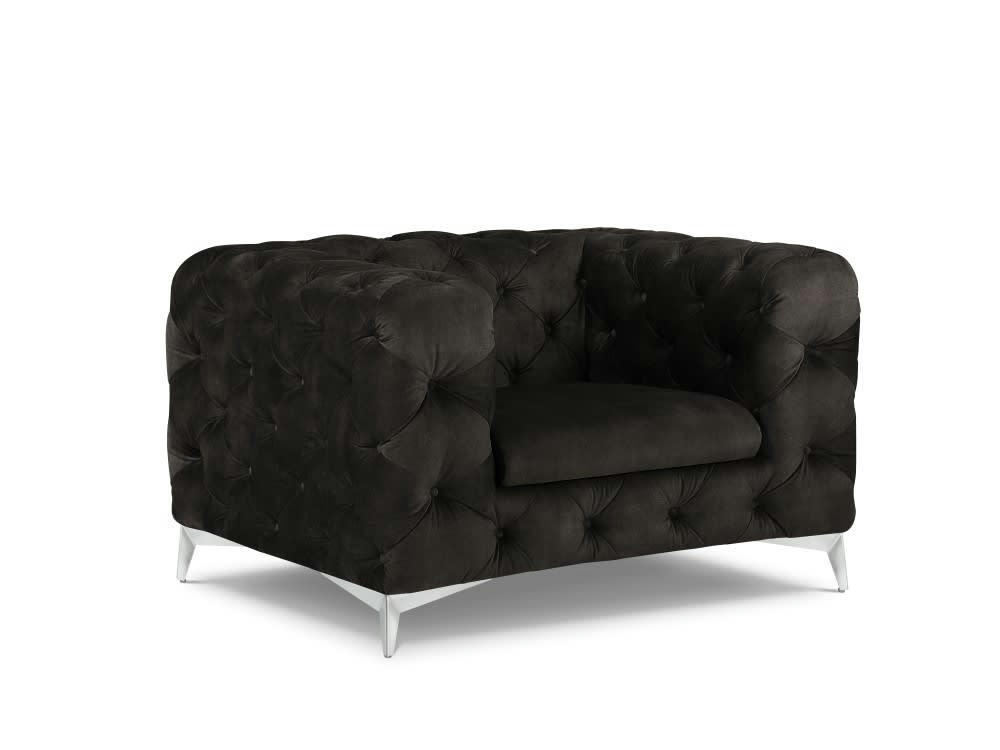 VIOLANE - Fauteuil en velours gris foncé
