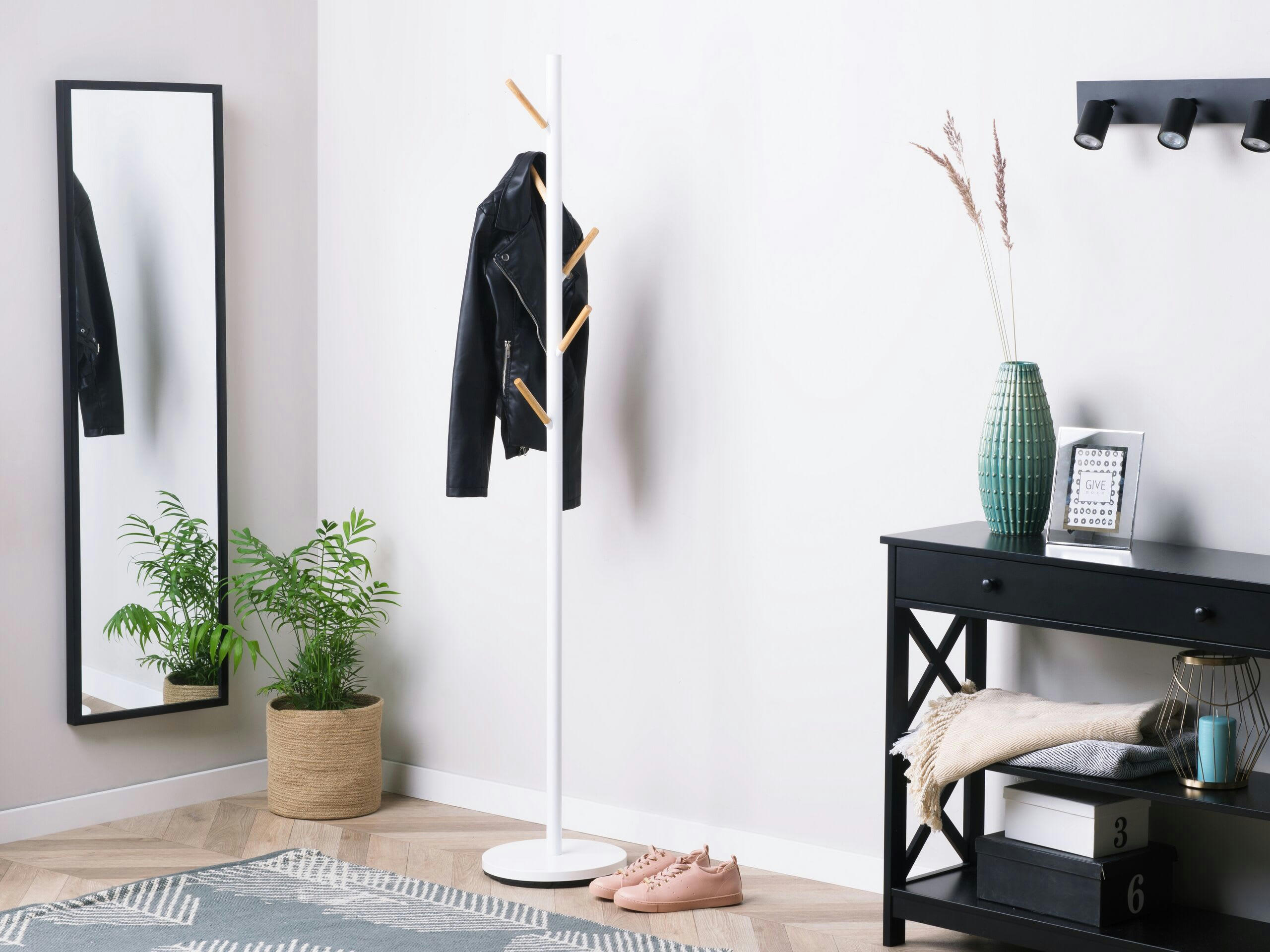 ALBIN - Porte-manteau blanc en bois de pin