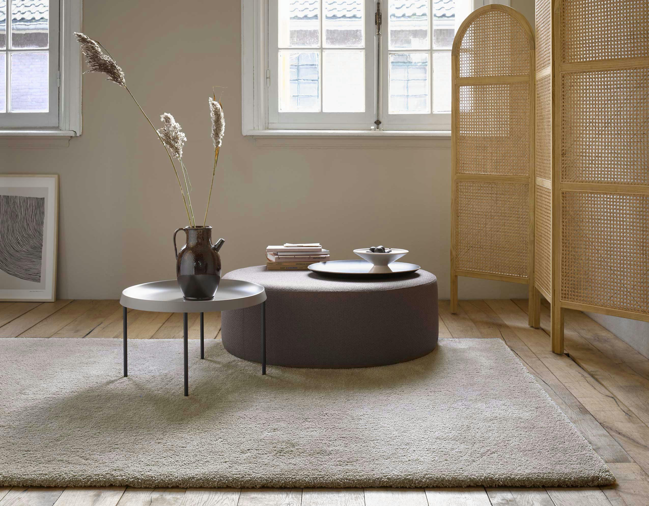 HOME - Tapis uni design en polyester beige mix 130x190