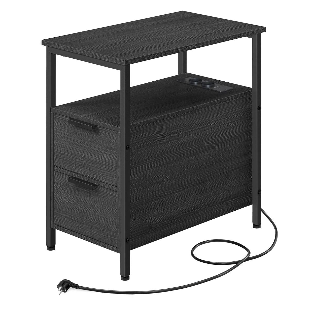 Calicosy - Bijzettafel met 2 laden - H6cm - H60 cm - Zwart