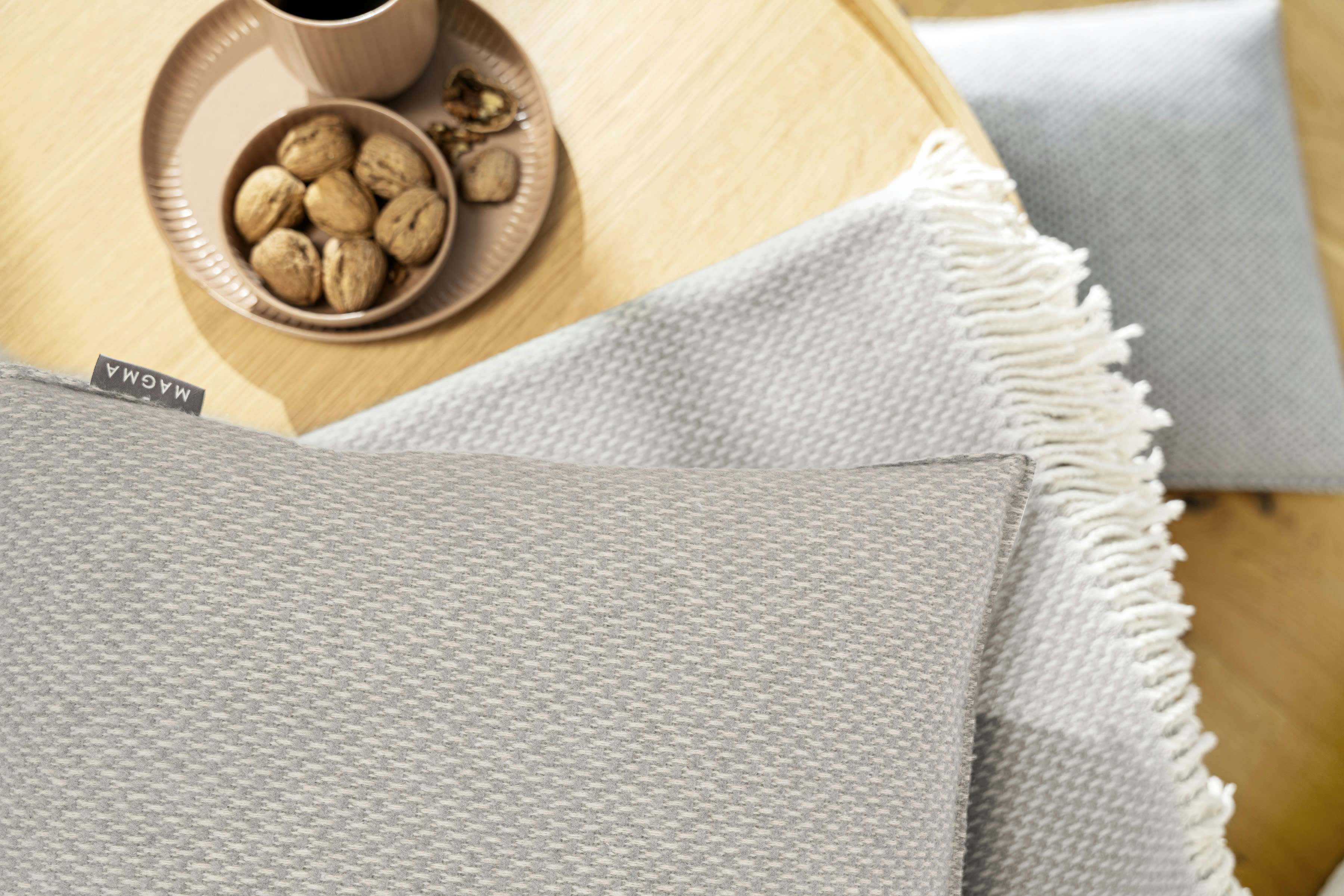 JANIS - Housse de coussin coton recyclé avec bord cousu gris- Lot de 2 - 45x45