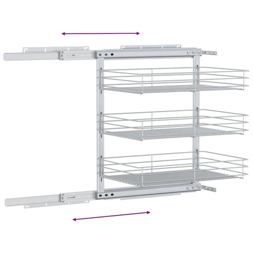 NNEVL 3-Tier Pull-out Kitchen Wire Basket Silver 47x35x56 cm