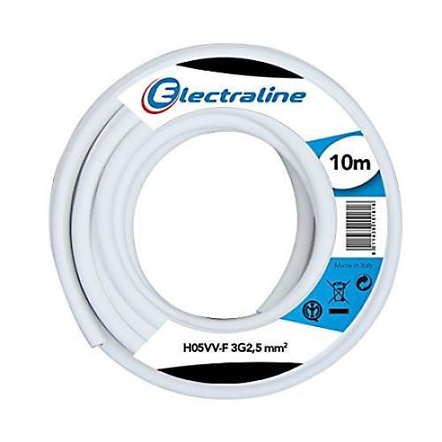 Câble domestique H05VV-F blanc 2,5mm² 10m - ELECTRALINE - 20607085J