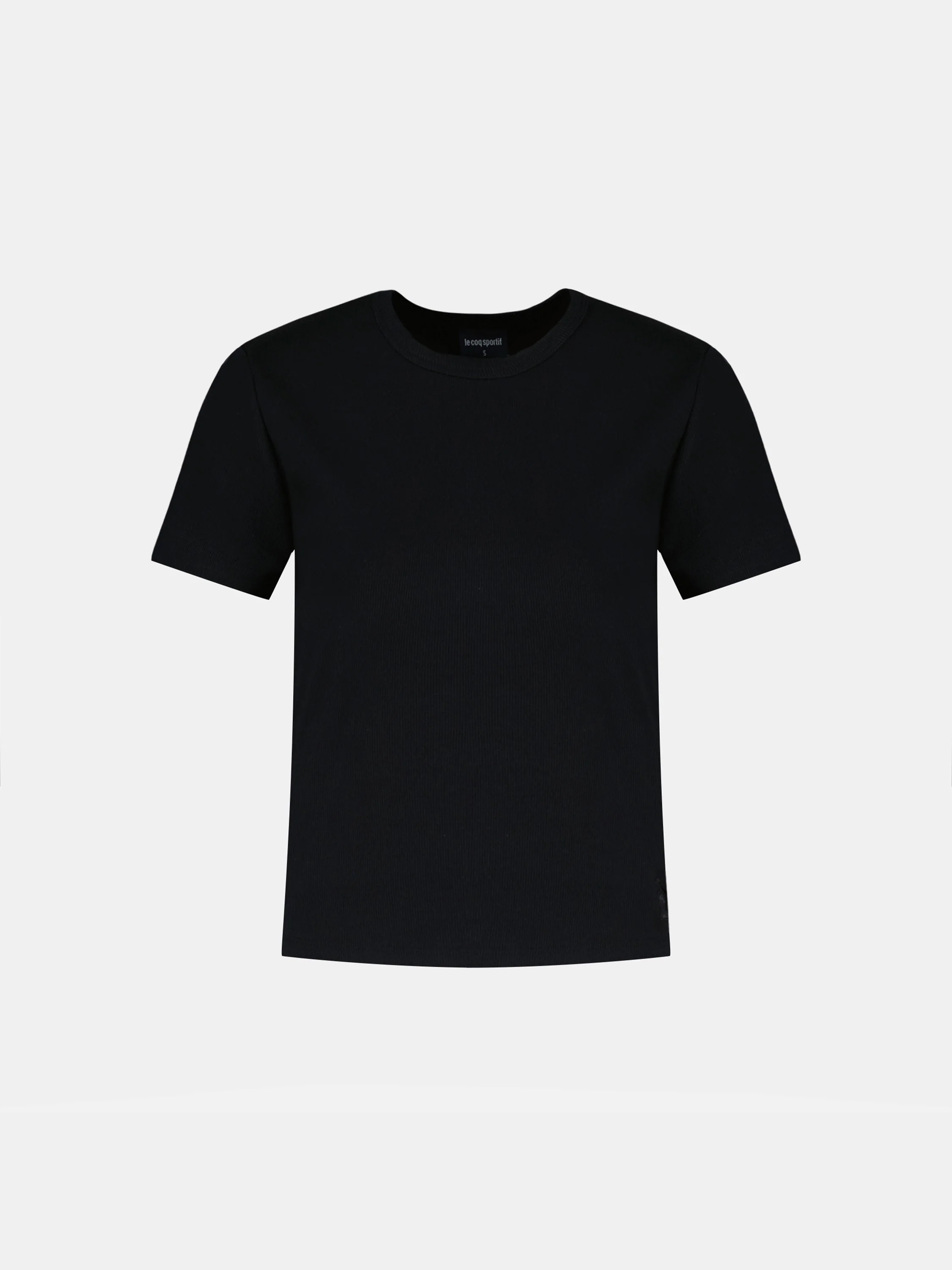 T-shirt crop Essentiel côtelé avec badge logo brodé ton/ton