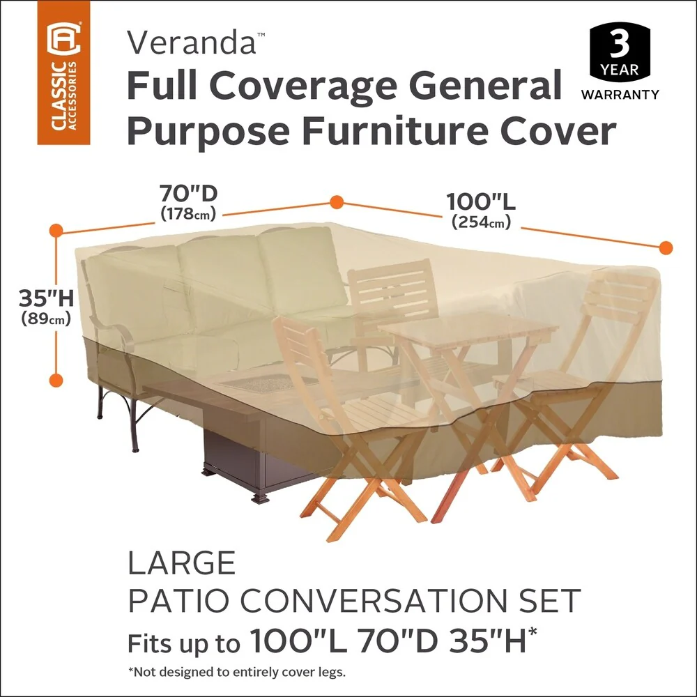 Classic Accessories Veranda Full Coverage Conversation Set/General Purpose Patio Furniture Cover